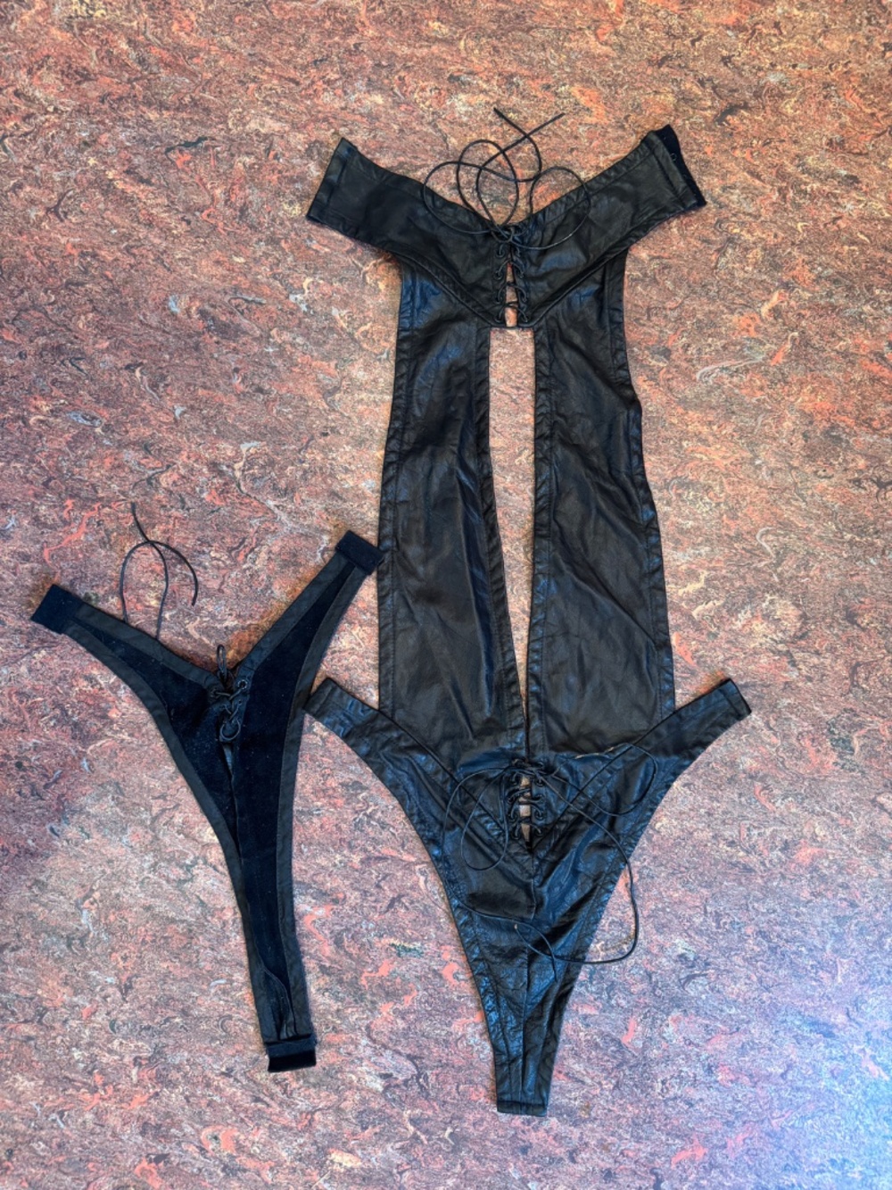Trashy Lingerie Black Leather Teddy